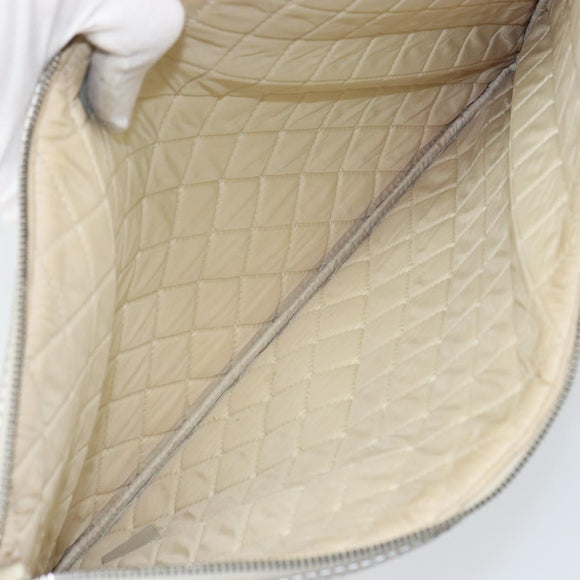 CHANEL Matelasse Punching Clutch Bag Leather Silver CC Auth mr1986