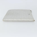 CHANEL Matelasse Punching Clutch Bag Leather Silver CC Auth mr1986-4
