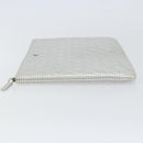 CHANEL Matelasse Punching Clutch Bag Leather Silver CC Auth mr1986-5