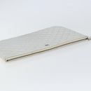 CHANEL Matelasse Punching Clutch Bag Leather Silver CC Auth mr1986-6