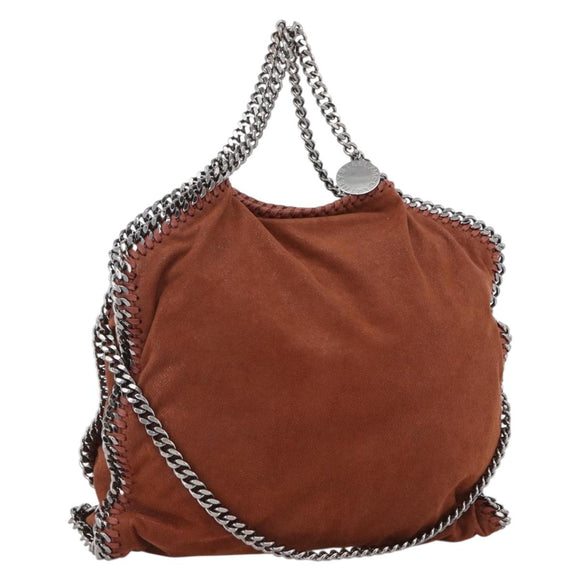 Stella MacCartney Chain Falabella Bag Polyester Brown Silver Auth mr1992