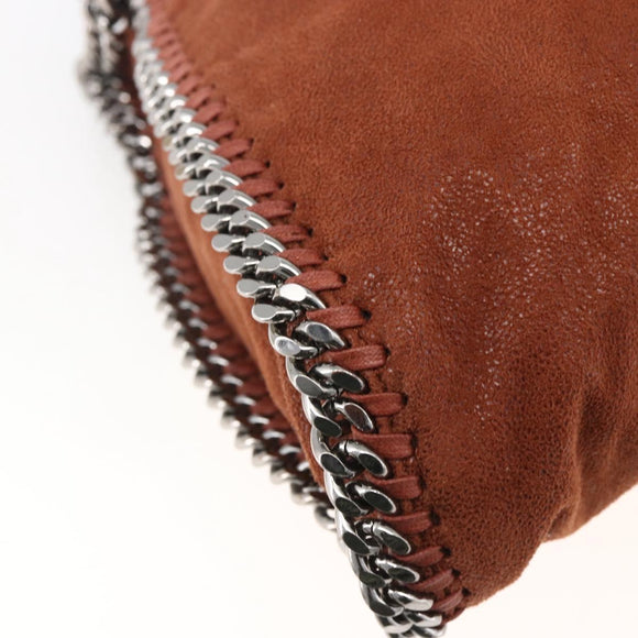 Stella MacCartney Chain Falabella Bag Polyester Brown Silver Auth mr1992