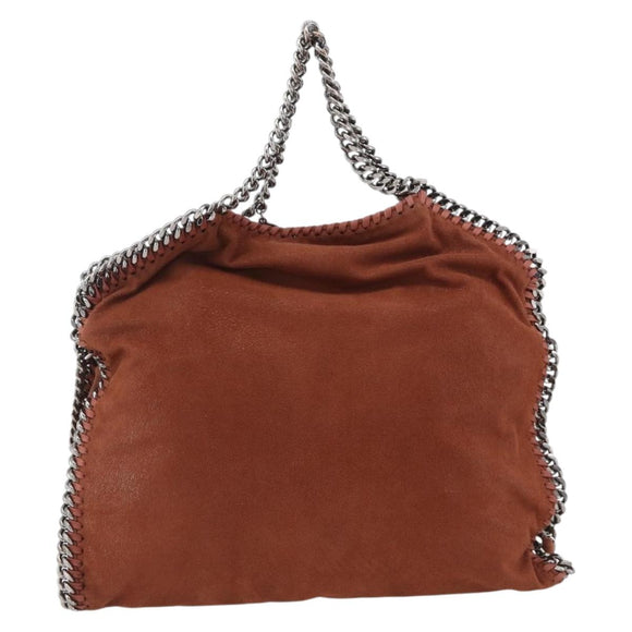 Stella MacCartney Chain Falabella Bag Polyester Brown Silver Auth mr1992