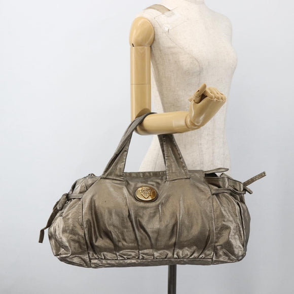 GUCCI Histeria Tote Bag Leather Silver Gold 197021 Auth mr1995