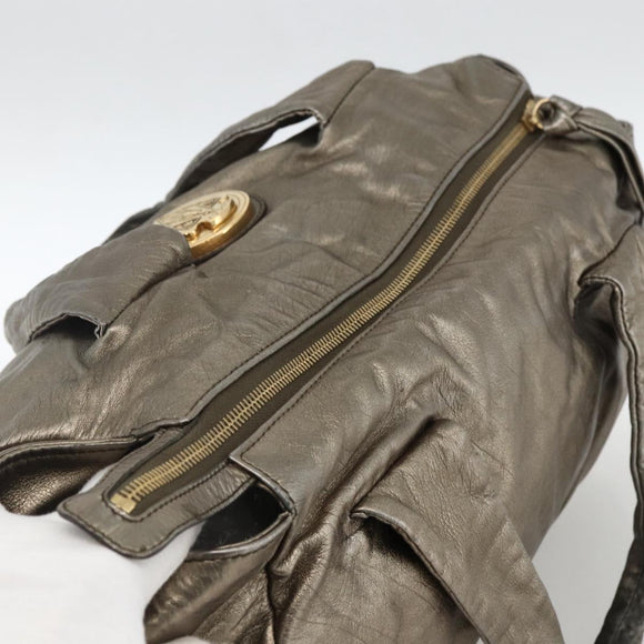 GUCCI Histeria Tote Bag Leather Silver Gold 197021 Auth mr1995