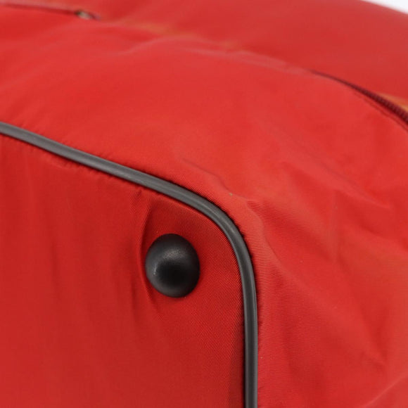 PRADA Boston Bag Nylon Red Silver Auth mr1998