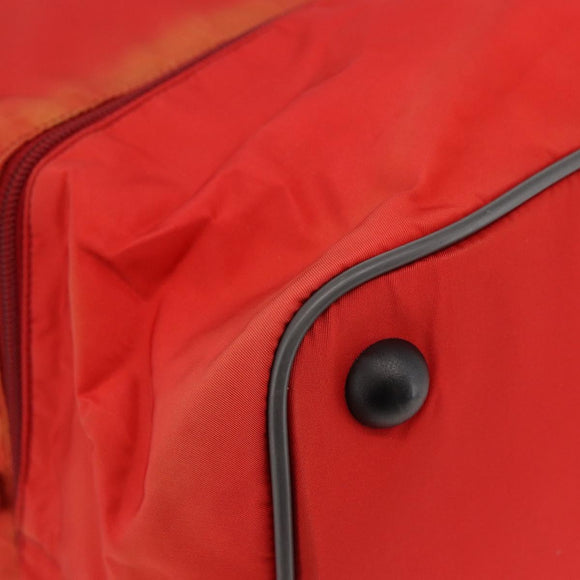 PRADA Boston Bag Nylon Red Silver Auth mr1998