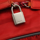 PRADA Boston Bag Nylon Red Silver Auth mr1998-19
