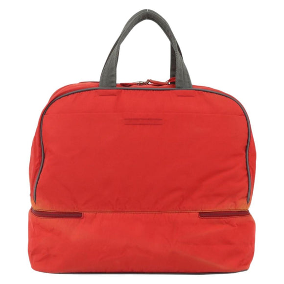 PRADA Boston Bag Nylon Red Silver Auth mr1998