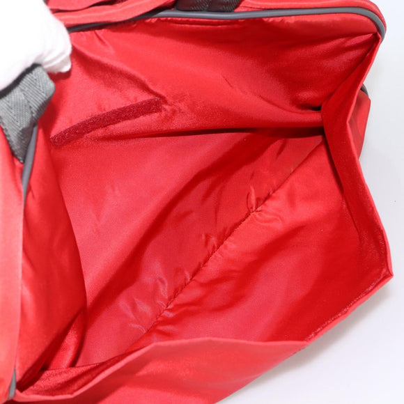 PRADA Boston Bag Nylon Red Silver Auth mr1998