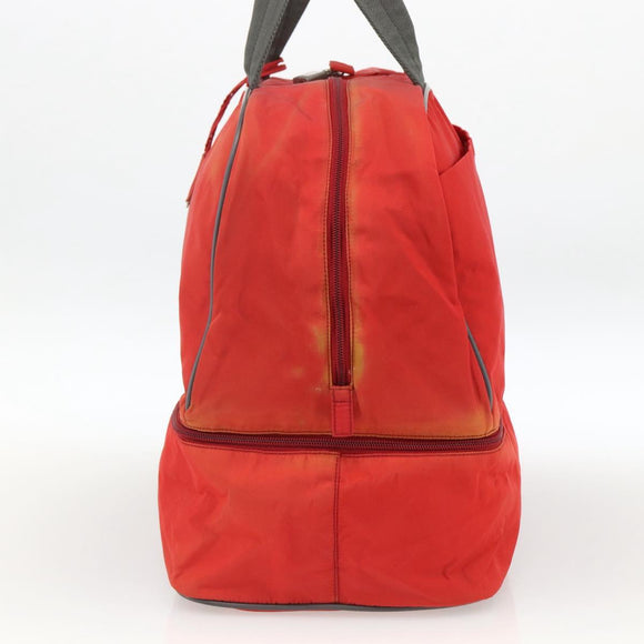 PRADA Boston Bag Nylon Red Silver Auth mr1998