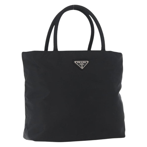 PRADA Hand Bag Nylon Black Silver Auth mr1999