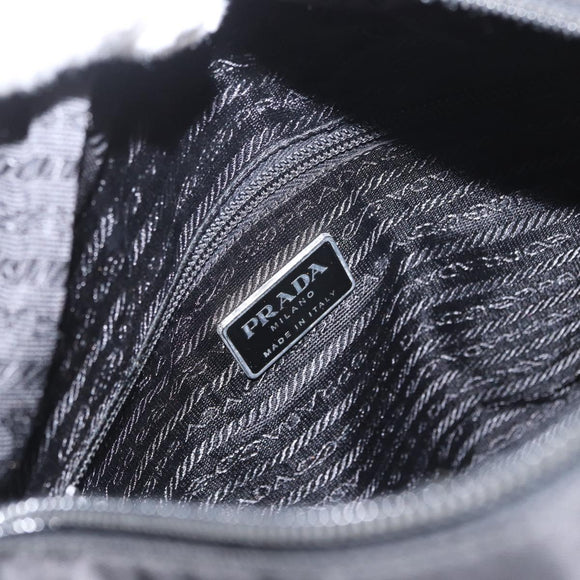 PRADA Hand Bag Nylon Black Silver Auth mr1999