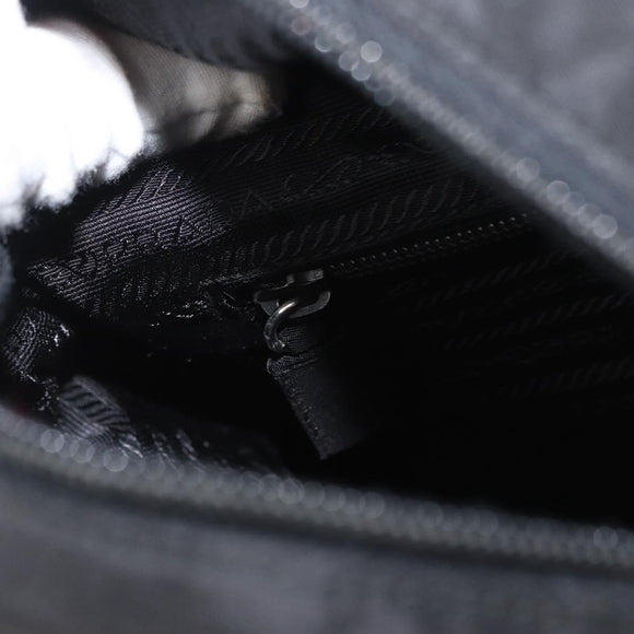 PRADA Hand Bag Nylon Black Silver Auth mr1999