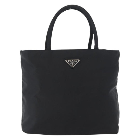 PRADA Hand Bag Nylon Black Silver Auth mr1999