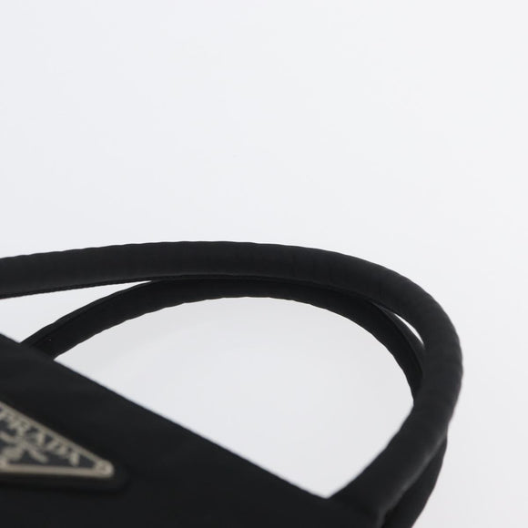 PRADA Hand Bag Nylon Black Silver Auth mr1999