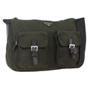 PRADA Shoulder Bag Nylon Khaki Silver Auth mr2000-1