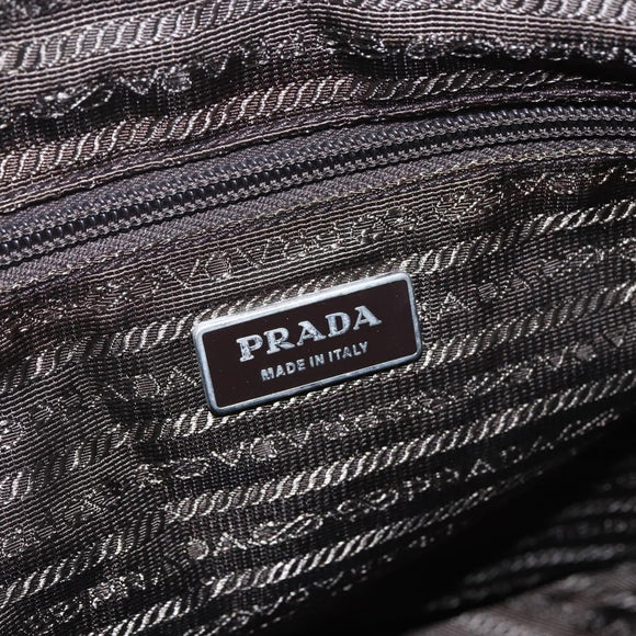 PRADA Shoulder Bag Nylon Khaki Silver Auth mr2000