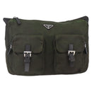 PRADA Shoulder Bag Nylon Khaki Silver Auth mr2000-13