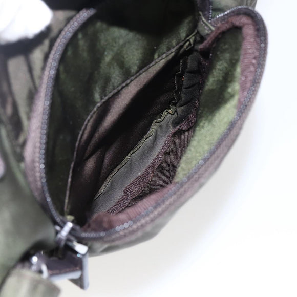 PRADA Shoulder Bag Nylon Khaki Silver Auth mr2000