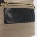 Chloe Shoulder Bag Canvas Beige Black Auth mr2002-18