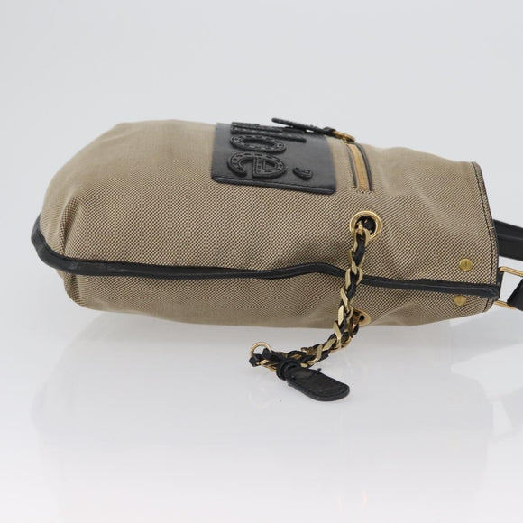 Chloe Shoulder Bag Canvas Beige Black Auth mr2002