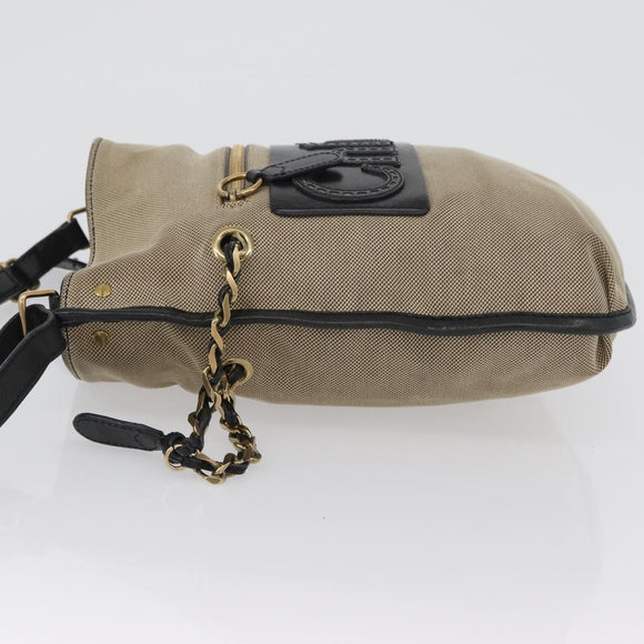 Chloe Shoulder Bag Canvas Beige Black Auth mr2002