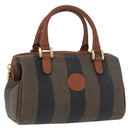 FENDI Pecan Canvas Mini Hand Bag PVC Brown Black Auth mr2003-1