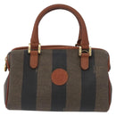 FENDI Pecan Canvas Mini Hand Bag PVC Brown Black Auth mr2003-13