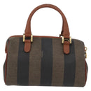 FENDI Pecan Canvas Mini Hand Bag PVC Brown Black Auth mr2003-2