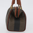 FENDI Pecan Canvas Mini Hand Bag PVC Brown Black Auth mr2003-3