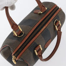 FENDI Pecan Canvas Mini Hand Bag PVC Brown Black Auth mr2003-6