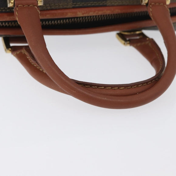 FENDI Pecan Canvas Mini Hand Bag PVC Brown Black Auth mr2003
