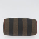 FENDI Pecan Canvas Mini Hand Bag PVC Brown Black Auth mr2003-5
