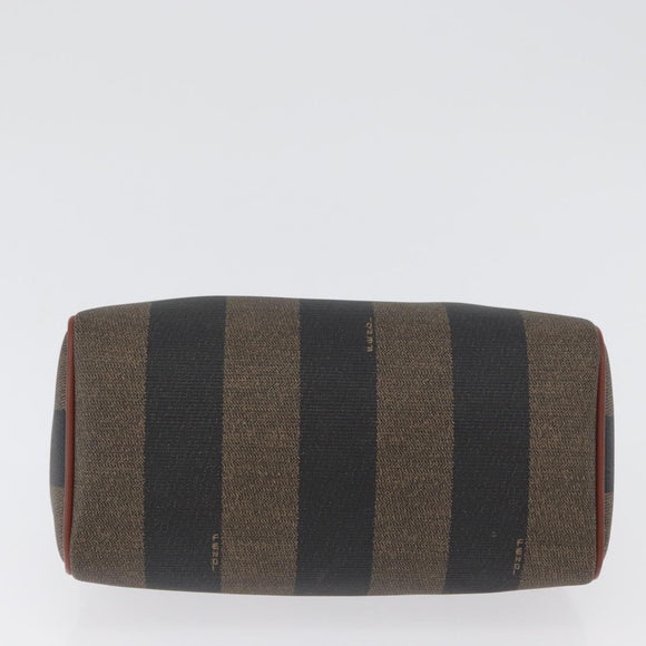 FENDI Pecan Canvas Mini Hand Bag PVC Brown Black Auth mr2003