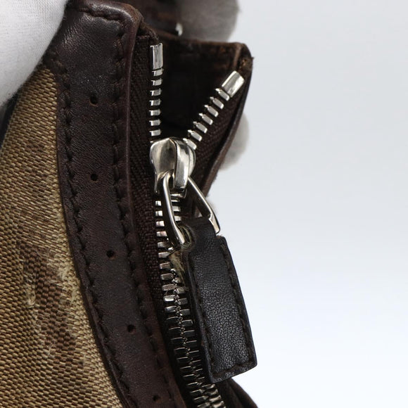 GUCCI Web Sherry Line Shoulder Bag Canvas Beige Silver 114871 Auth mr2006