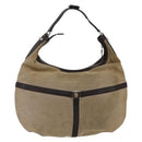 GUCCI Web Sherry Line Shoulder Bag Canvas Beige Silver 114871 Auth mr2006-3