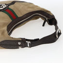 GUCCI Web Sherry Line Shoulder Bag Canvas Beige Silver 114871 Auth mr2006-7