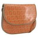 FENDI Zucchino Canvas Shoulder Bag Coated Canvas Orange Gold Auth mr2007-1