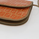FENDI Zucchino Canvas Shoulder Bag Coated Canvas Orange Gold Auth mr2007-10