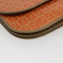 FENDI Zucchino Canvas Shoulder Bag Coated Canvas Orange Gold Auth mr2007-11