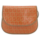 FENDI Zucchino Canvas Shoulder Bag Coated Canvas Orange Gold Auth mr2007-2