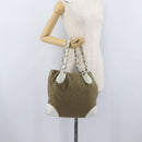 CHANEL Chain Tote Bag Canvas Beige Gold CC Auth mr2009-22