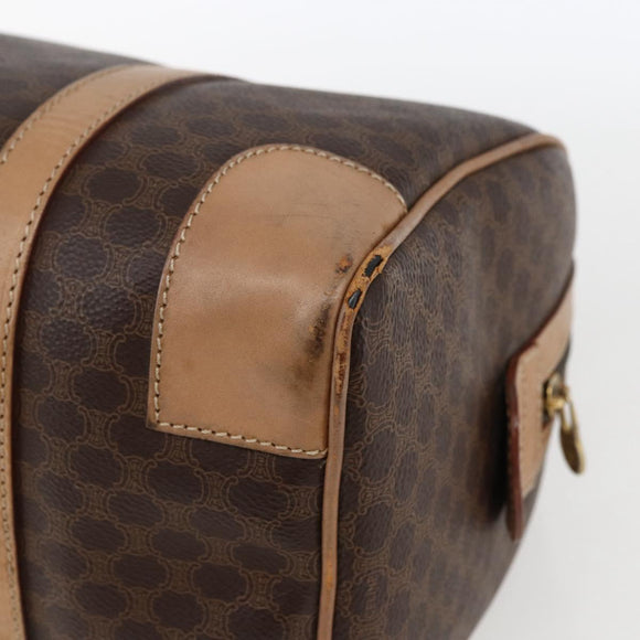 CELINE Macadam Canvas Boston Bag PVC Leather Brown Gold Auth mr2011