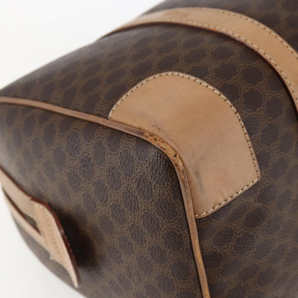 CELINE Macadam Canvas Boston Bag PVC Leather Brown Gold Auth mr2011