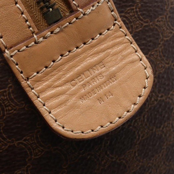 CELINE Macadam Canvas Boston Bag PVC Leather Brown Gold Auth mr2011