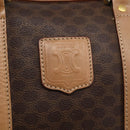 CELINE Macadam Canvas Boston Bag PVC Leather Brown Gold Auth mr2011-16
