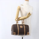 CELINE Macadam Canvas Boston Bag PVC Leather Brown Gold Auth mr2011-22