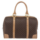 CELINE Macadam Canvas Boston Bag PVC Leather Brown Gold Auth mr2011-3