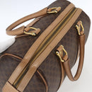 CELINE Macadam Canvas Boston Bag PVC Leather Brown Gold Auth mr2011-6
